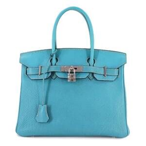 Hermes Hermès Birkin 30 Togo Blue Jean Handbag with K Stamp and Silver Hardware